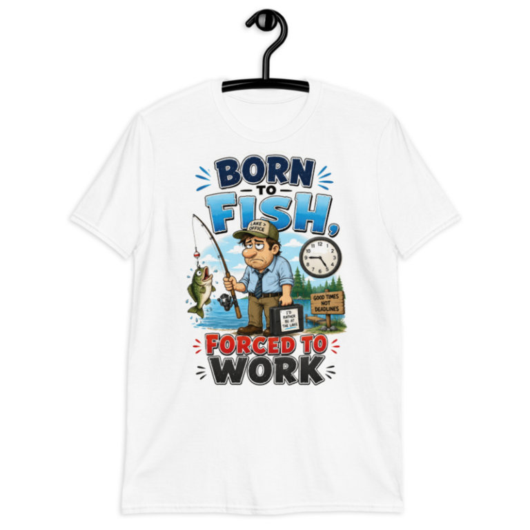 Born To Fish Forced To Work - T-Shirt — S / White