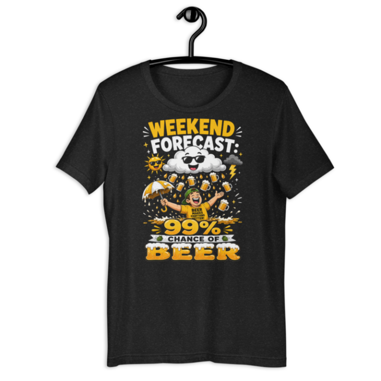 Weekend Forecast 99% Chance Of Beer - T-Shirt — XS / Black Heather